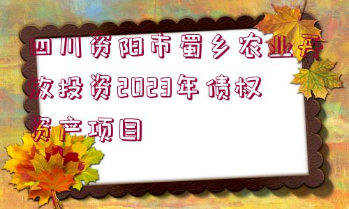 四川資陽(yáng)市蜀鄉(xiāng)農(nóng)業(yè)開放投資2023年債權(quán)資產(chǎn)項(xiàng)目