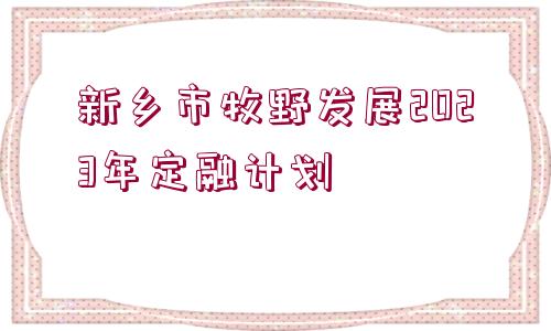 新鄉(xiāng)市牧野發(fā)展2023年定融計劃