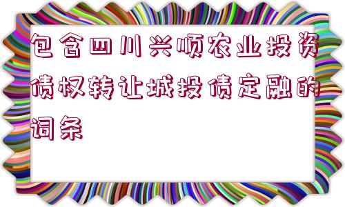 包含四川興順農(nóng)業(yè)投資債權(quán)轉(zhuǎn)讓城投債定融的詞條