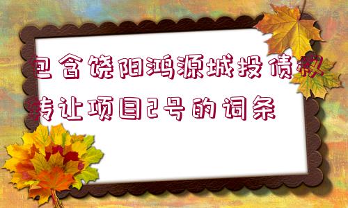 包含饒陽(yáng)鴻源城投債權(quán)轉(zhuǎn)讓項(xiàng)目2號(hào)的詞條