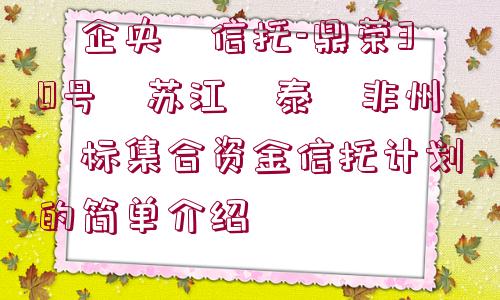 ?企央?信托-鼎榮30號?蘇江?泰?非州?標(biāo)集合資金信托計劃的簡單介紹