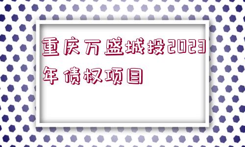 重慶萬(wàn)盛城投2023年債權(quán)項(xiàng)目