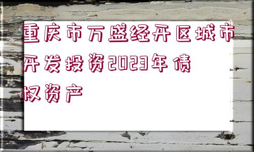 重慶市萬盛經(jīng)開區(qū)城市開發(fā)投資2023年債權資產(chǎn)