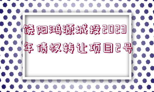 饒陽(yáng)鴻源城投2023年債權(quán)轉(zhuǎn)讓項(xiàng)目2號(hào)