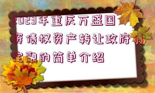 2023年重慶萬(wàn)盛國(guó)資債權(quán)資產(chǎn)轉(zhuǎn)讓政府債定融的簡(jiǎn)單介紹