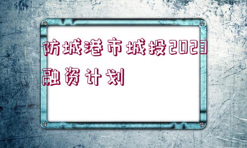 防城港市城投2023融資計劃