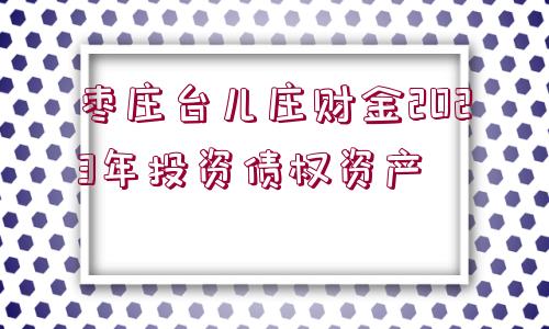 棗莊臺兒莊財(cái)金2023年投資債權(quán)資產(chǎn)