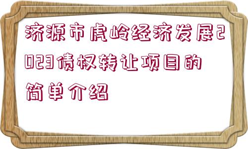 濟(jì)源市虎嶺經(jīng)濟(jì)發(fā)展2023債權(quán)轉(zhuǎn)讓項目的簡單介紹