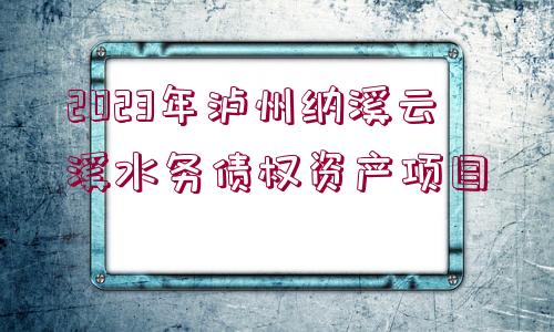 2023年瀘州納溪云溪水務(wù)債權(quán)資產(chǎn)項(xiàng)目