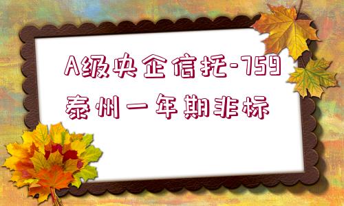 A級央企信托-759泰州一年期非標