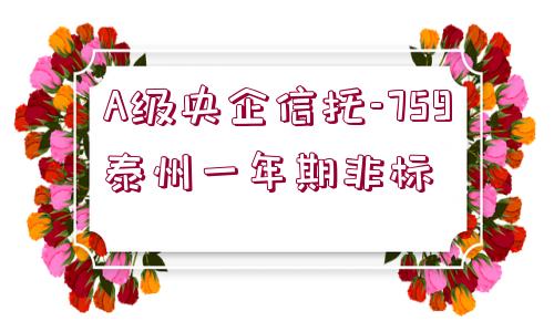 A級央企信托-759泰州一年期非標(biāo)