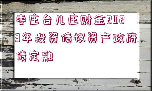 棗莊臺兒莊財金2023年投資債權資產政府債定融