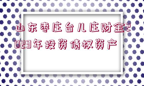 山東棗莊臺兒莊財(cái)金2023年投資債權(quán)資產(chǎn)