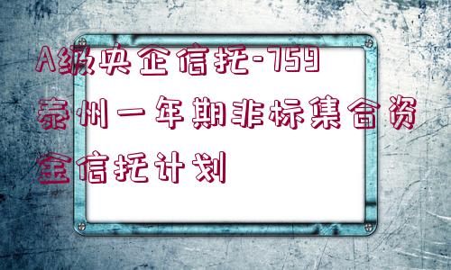 A級(jí)央企信托-759泰州一年期非標(biāo)集合資金信托計(jì)劃