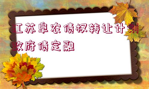 江蘇阜農(nóng)債權轉讓計劃政府債定融