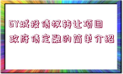 GY城投債權(quán)轉(zhuǎn)讓項(xiàng)目政府債定融的簡(jiǎn)單介紹