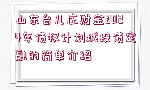 山東臺兒莊財(cái)金2024年債權(quán)計(jì)劃城投債定融的簡單介紹