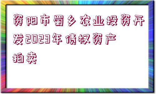 資陽市蜀鄉(xiāng)農(nóng)業(yè)投資開發(fā)2023年債權(quán)資產(chǎn)拍賣