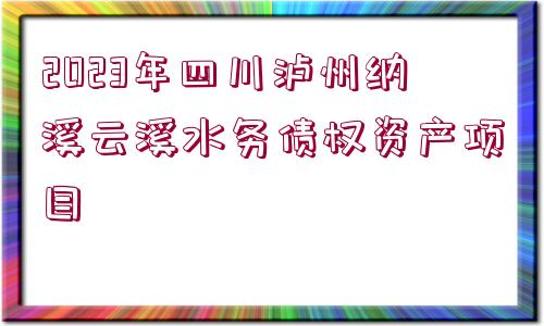 2023年四川瀘州納溪云溪水務(wù)債權(quán)資產(chǎn)項目