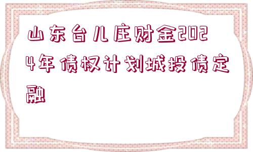 山東臺兒莊財金2024年債權(quán)計劃城投債定融