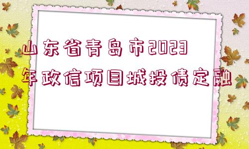 山東省青島市2023年政信項目城投債定融