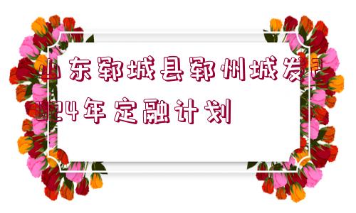 山東鄆城縣鄆州城發(fā)2024年定融計(jì)劃