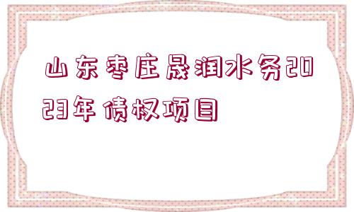 山東棗莊晟潤水務(wù)2023年債權(quán)項目