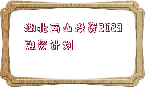 湖北兩山投資2023融資計劃