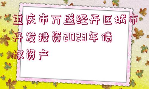 重慶市萬盛經(jīng)開區(qū)城市開發(fā)投資2023年債權(quán)資產(chǎn)