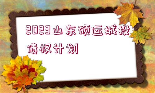 2023山東碩運城投債權計劃