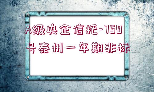 A級(jí)央企信托-759號(hào)泰州一年期非標(biāo)