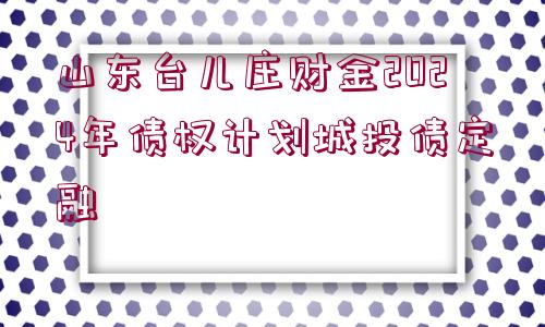 山東臺兒莊財(cái)金2024年債權(quán)計(jì)劃城投債定融