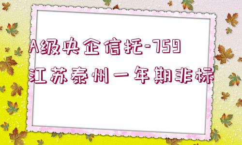 A級央企信托-759江蘇泰州一年期非標(biāo)