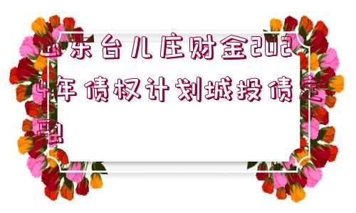 山東臺(tái)兒莊財(cái)金2024年債權(quán)計(jì)劃城投債定融