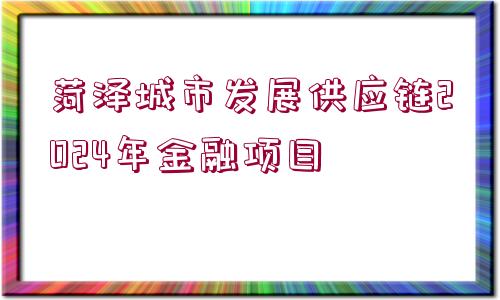 菏澤城市發(fā)展供應(yīng)鏈2024年金融項目