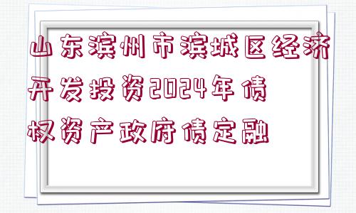 山東濱州市濱城區(qū)經(jīng)濟(jì)開發(fā)投資2024年債權(quán)資產(chǎn)政府債定融