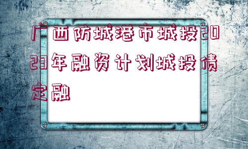 廣西防城港市城投2023年融資計劃城投債定融