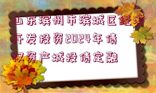 山東濱州市濱城區(qū)經(jīng)濟開發(fā)投資2024年債權(quán)資產(chǎn)城投債定融