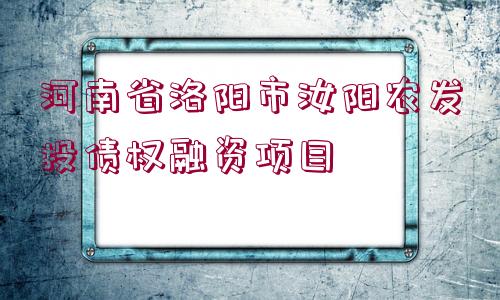 河南省洛陽(yáng)市汝陽(yáng)農(nóng)發(fā)投債權(quán)融資項(xiàng)目