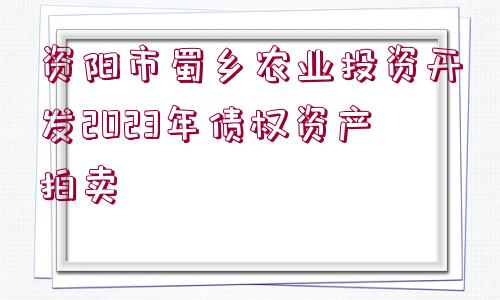 資陽(yáng)市蜀鄉(xiāng)農(nóng)業(yè)投資開(kāi)發(fā)2023年債權(quán)資產(chǎn)拍賣