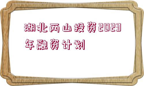 湖北兩山投資2023年融資計劃