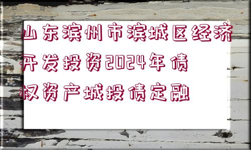 山東濱州市濱城區(qū)經(jīng)濟開發(fā)投資2024年債權(quán)資產(chǎn)城投債定融