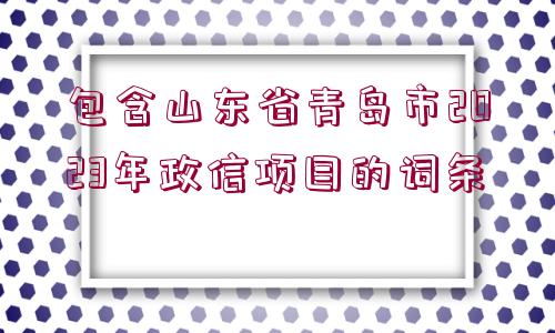 包含山東省青島市2023年政信項目的詞條