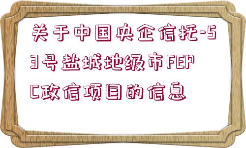 關于中國央企信托-53號鹽城地級市FEPC政信項目的信息