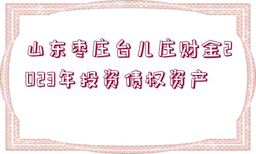 山東棗莊臺兒莊財金2023年投資債權資產