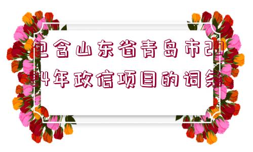 包含山東省青島市2024年政信項目的詞條