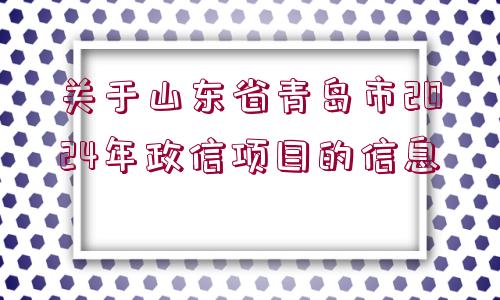 關(guān)于山東省青島市2024年政信項(xiàng)目的信息