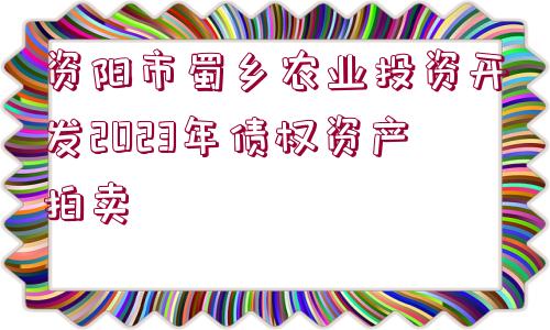 資陽市蜀鄉(xiāng)農(nóng)業(yè)投資開發(fā)2023年債權(quán)資產(chǎn)拍賣