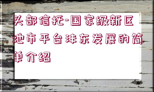 頭部信托-國家級新區(qū)地市平臺灃東發(fā)展的簡單介紹