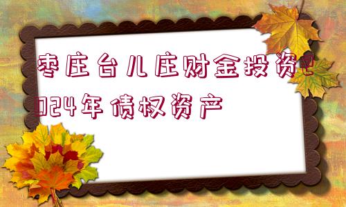 棗莊臺(tái)兒莊財(cái)金投資2024年債權(quán)資產(chǎn)